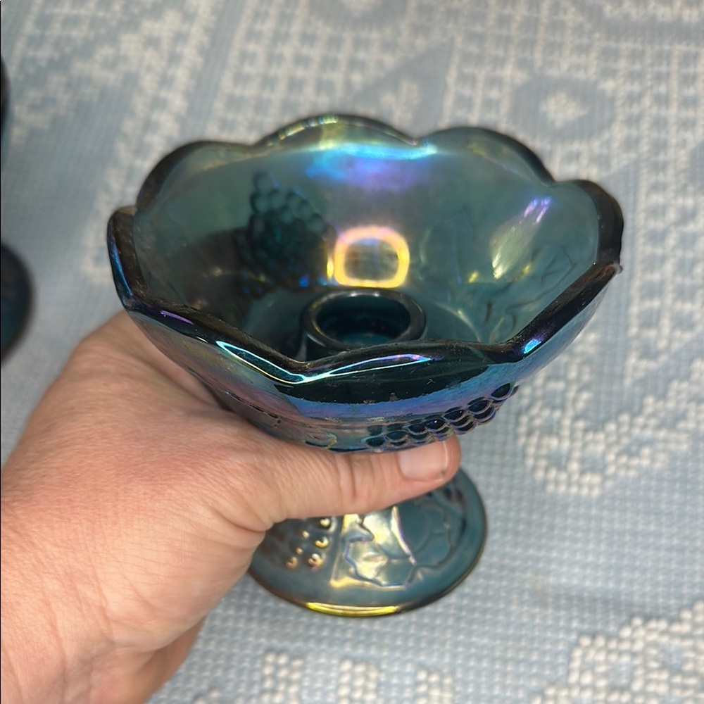 Indiana Carnival glass candle, stakeholders. - Picture 7 of 9